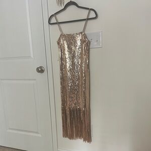 Gold Sequin Fringe Dress